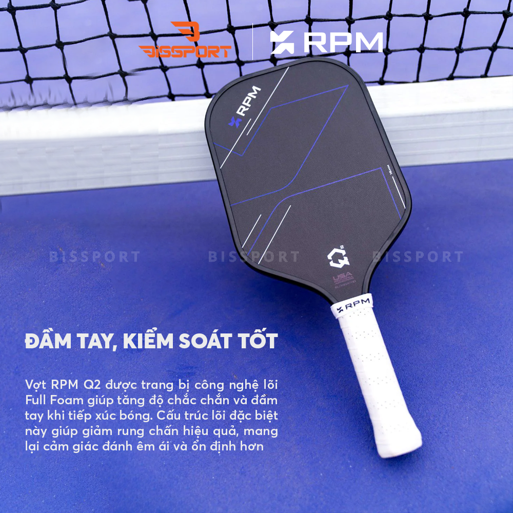 Vợt Pickleball RPM Q2 Elongate 16mm Chính Hãng - Kiểm Soát - Siêu Xoáy - Cấu Trúc Foam Core - Bền Bỉ - Toàn Diện